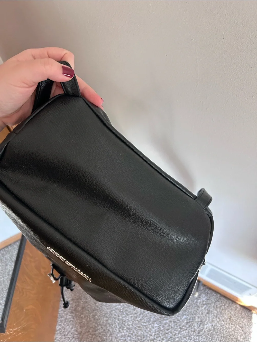 Victorias Secret | Black faux leather drawstring backpack - Picture 6 of 8